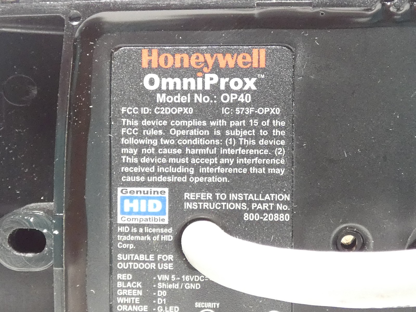 Honeywell OP40 OmniProx Single-Gang Proximity Card Reader
