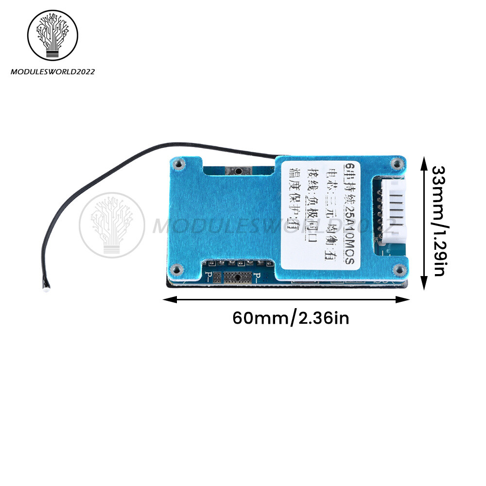 6S 15A 20A 25A Li-ion Battery Charge Protection Board Balanced Temp Protection