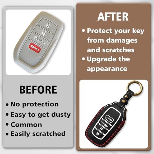 Muslogy Key Fob Cover Leather Case Compatible with Toyota Tacoma 2024 2025 20…