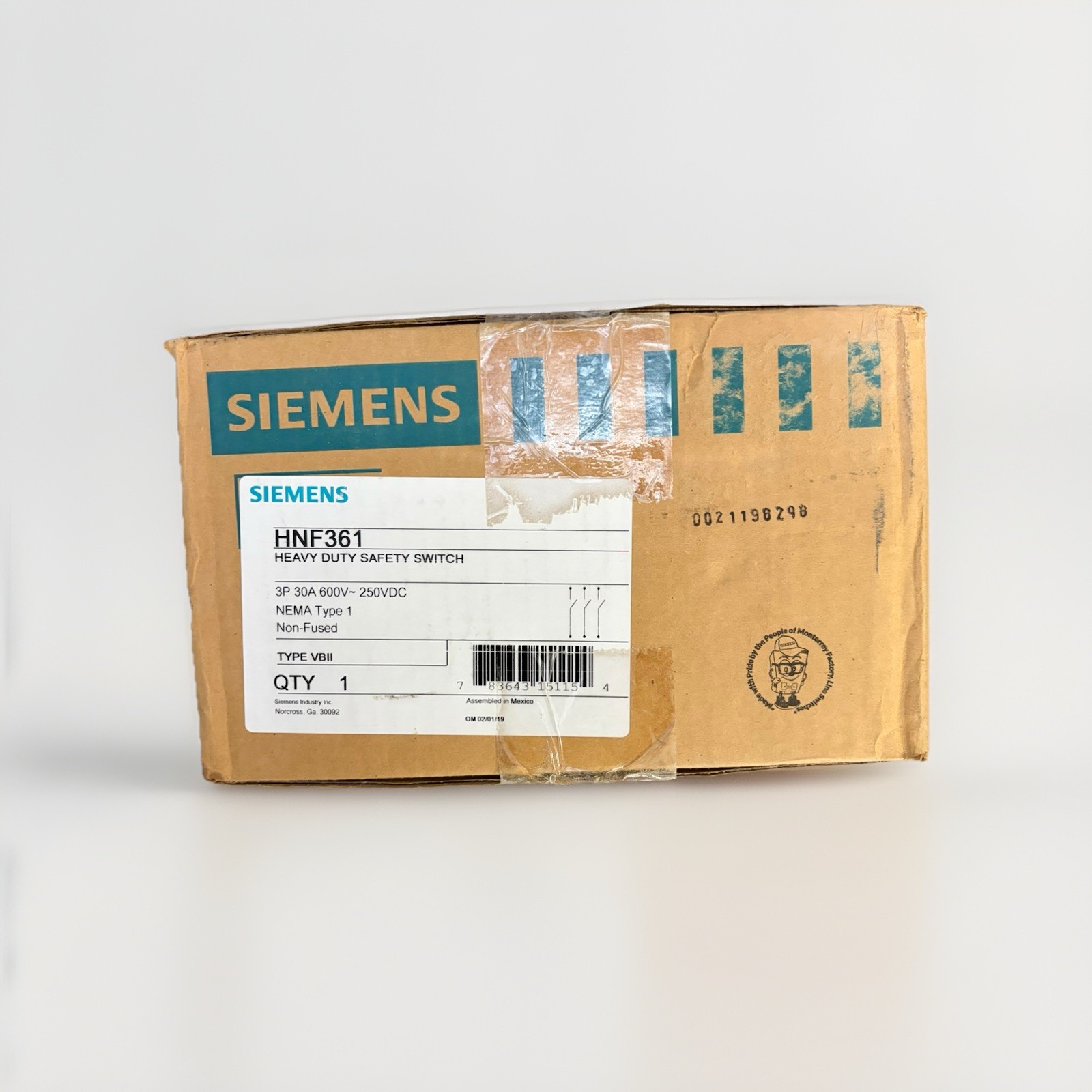 Siemens HNF361 Non Fused Heavy Duty Safety Switch 3P, 30A, 600V