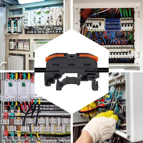 DIN Rail Terminal Blocks 50 Pack Compact Wire Conductor W Color: 50 Pack Black