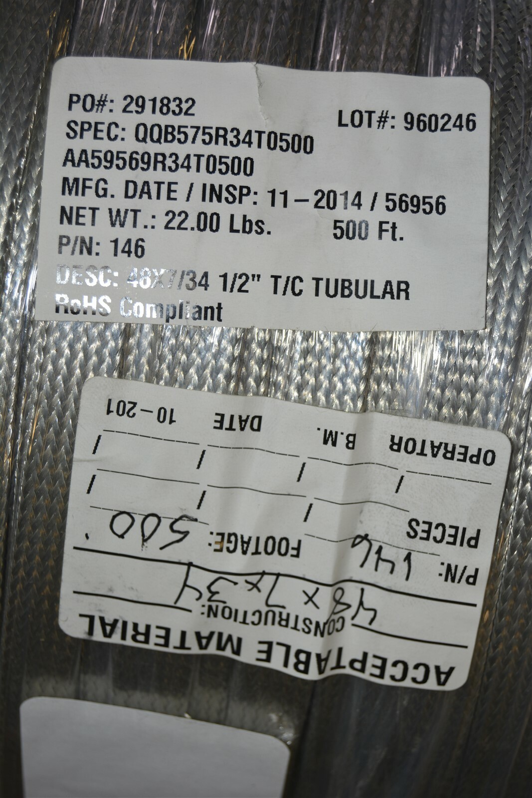 500 Ft. Allied Wire & Cable 1/2″ Tubular Braid #34 AA59569A AA59569R34T0500