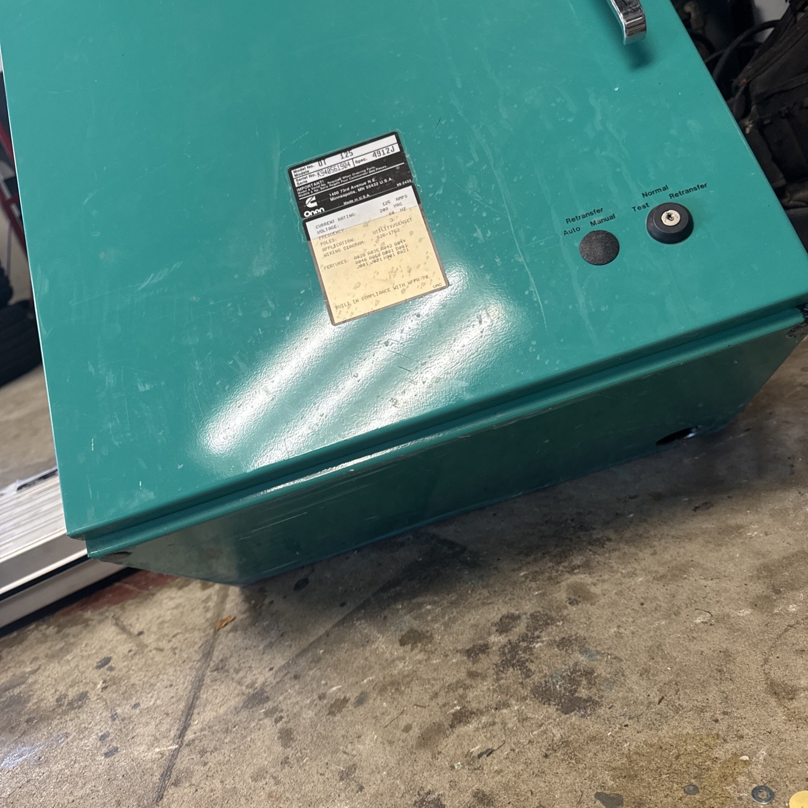 Cummins Onan OT 125 Automatic Transfer Switch 125A 200 60Hz