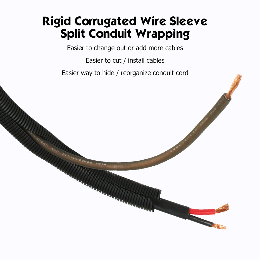 Split Corrugated Conduit Wire Cable Sleeve Flex Wiring Loom Tubing Wire Wrap Lot