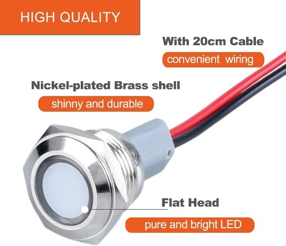 16mm Metal Indicator Light Mounting Hole 5/8 Inch