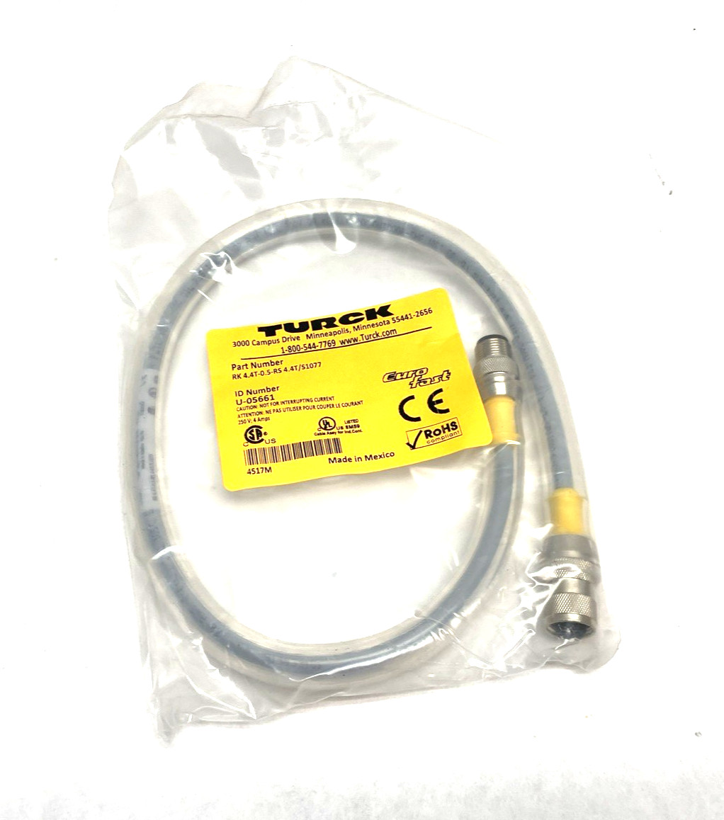 Turck RK 4.4T-0.5-RS 4.4T/S1077 Eurofast Double Ended Cable M12 Straight U-05661