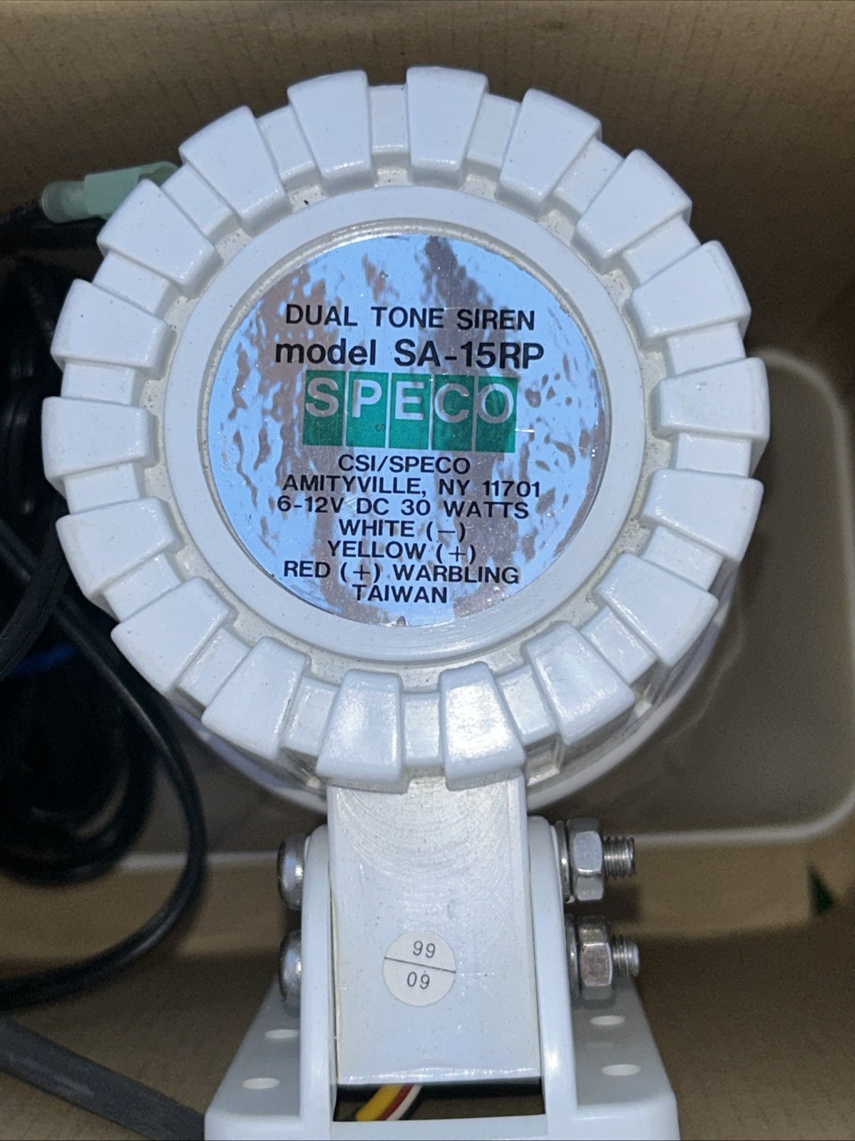 SPECO SA-15RP Dual Tone Siren 30 Watts 120dB 6 To 12 Volt DC 5×8”