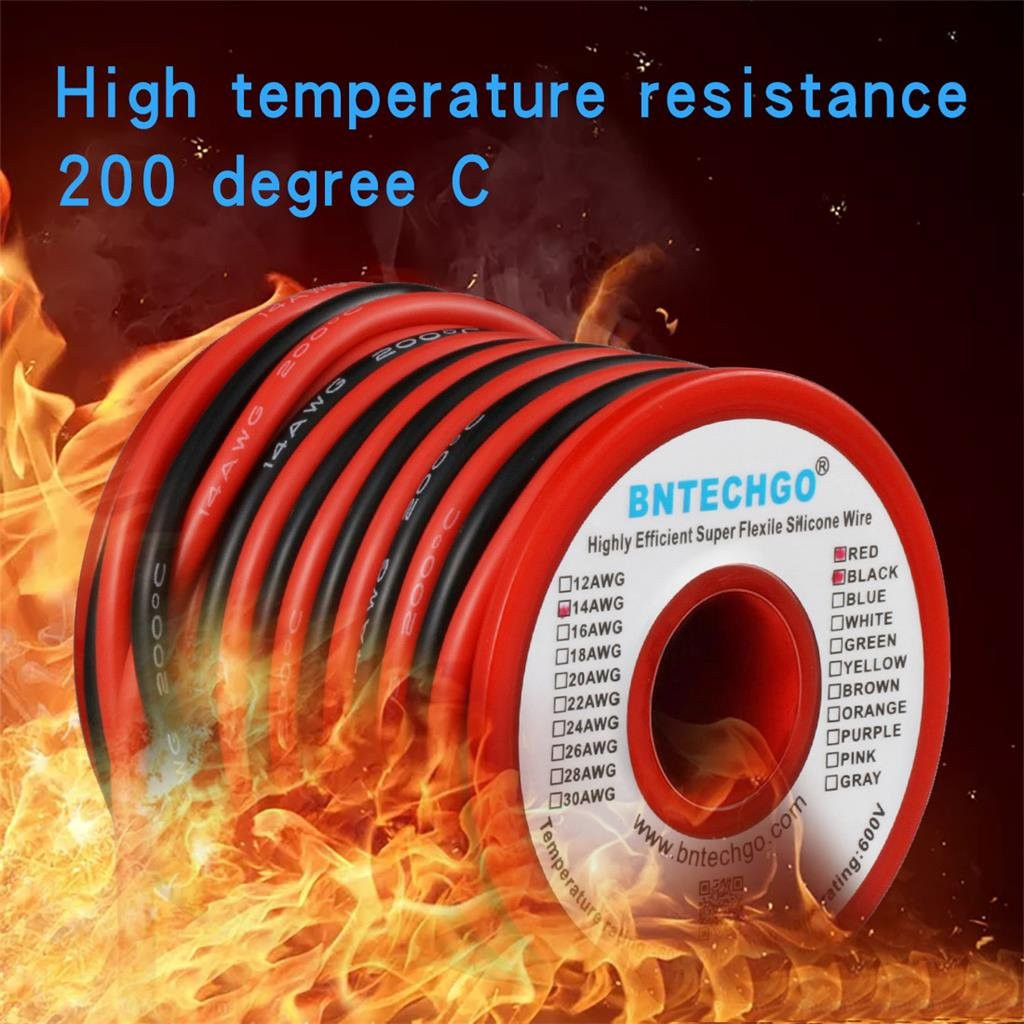 BNTECHGO 14 Gauge Silicone Wire Spool 20Ft Red and 20Ft Black Flexible 14 AWG St