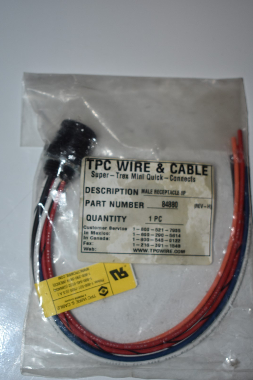 TPC WIRE & CABLE 84880 MALE RECEPTACLE 8P CONNECTOR CABLE, REV H,