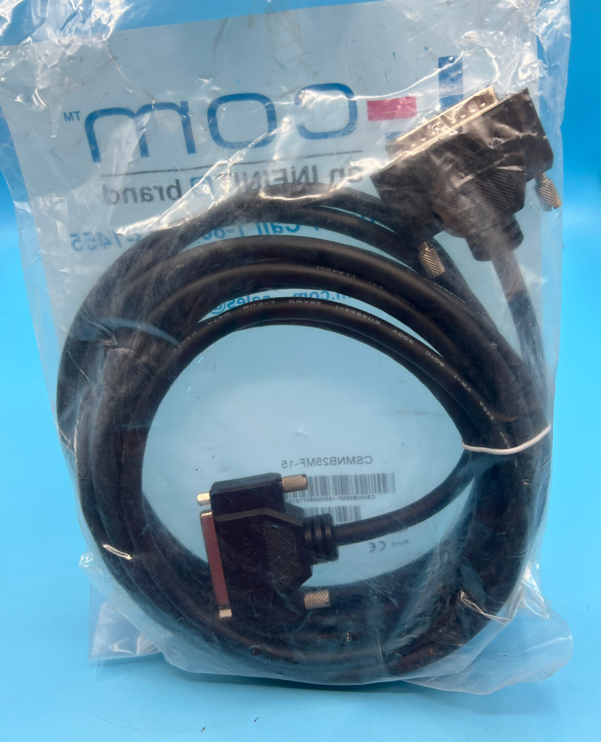 L-COM CSMNB25MF-15 15ft D-Sub 25 Position Plug to Receptible Serial PC Cable