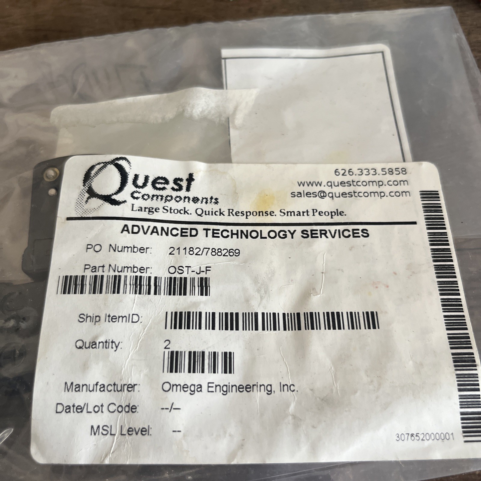 2 NOS OMEGA ENGINEERING OST-J-F / OSTJF