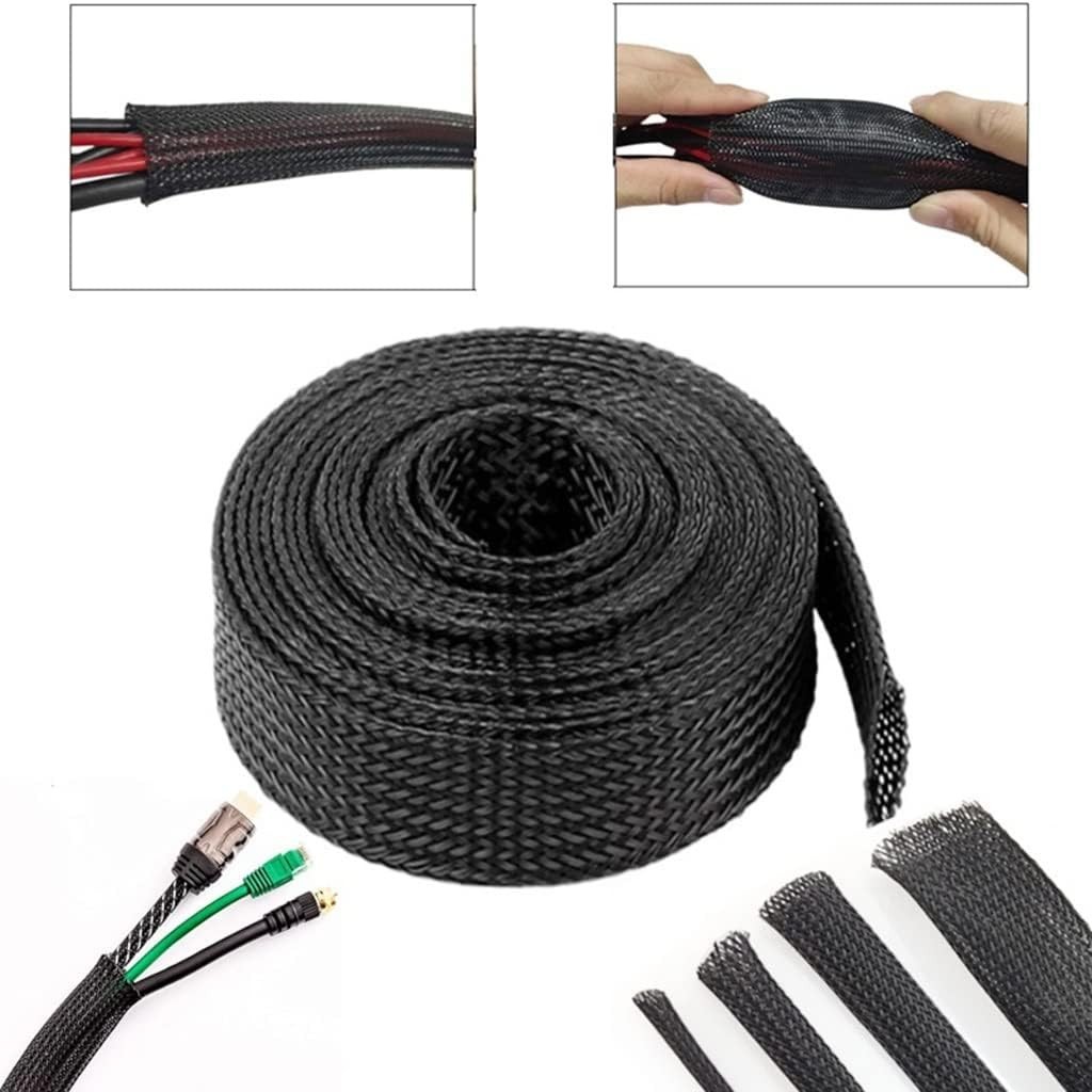 10 FT 3/8″ Black Expandable Wire Cable Sleeving Sheathing Braided Loom Tubing US