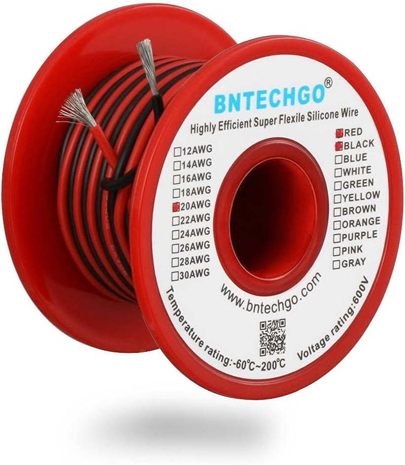20 Gauge Silicone Wire Spool Red and Black Each 25Ft 2 Separate Wires Flexible 2