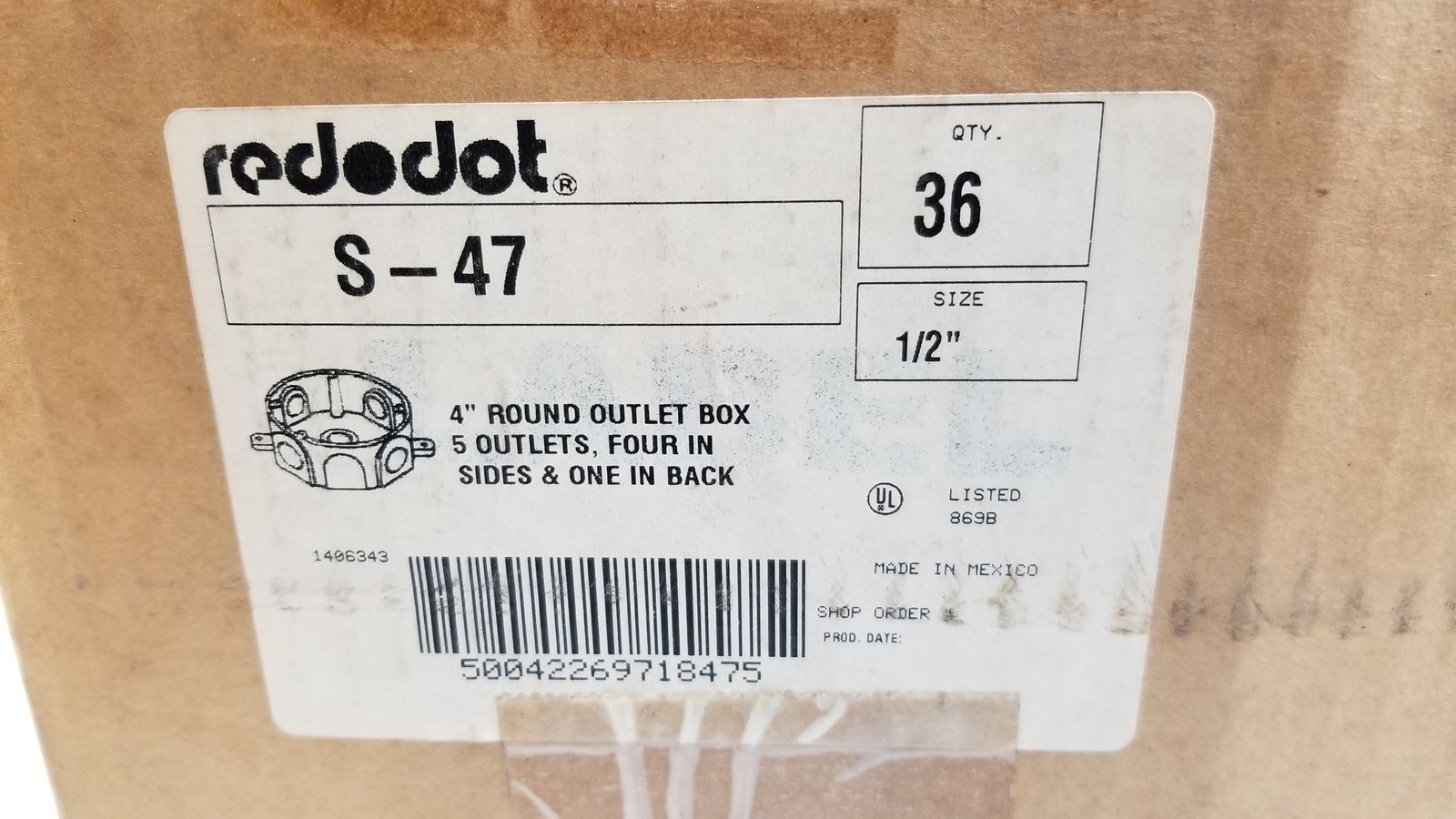 Red Dot 1/2″ Outlet Boxes “Wet Location” S-47 – Box of 36 NEW