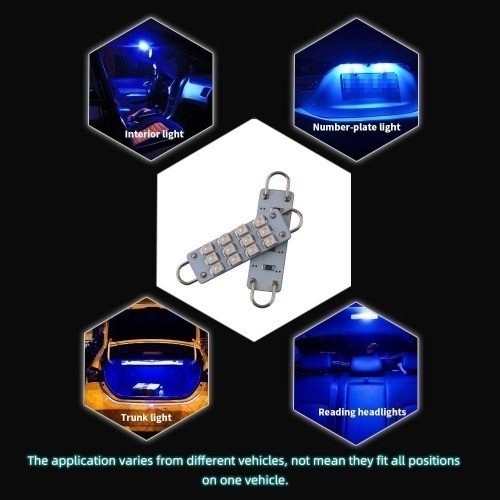 4x 44mm (1.73″) 12-SMD 1210/3528 Chip Rigid Loop Festoon LED Bulbs for Car Inter