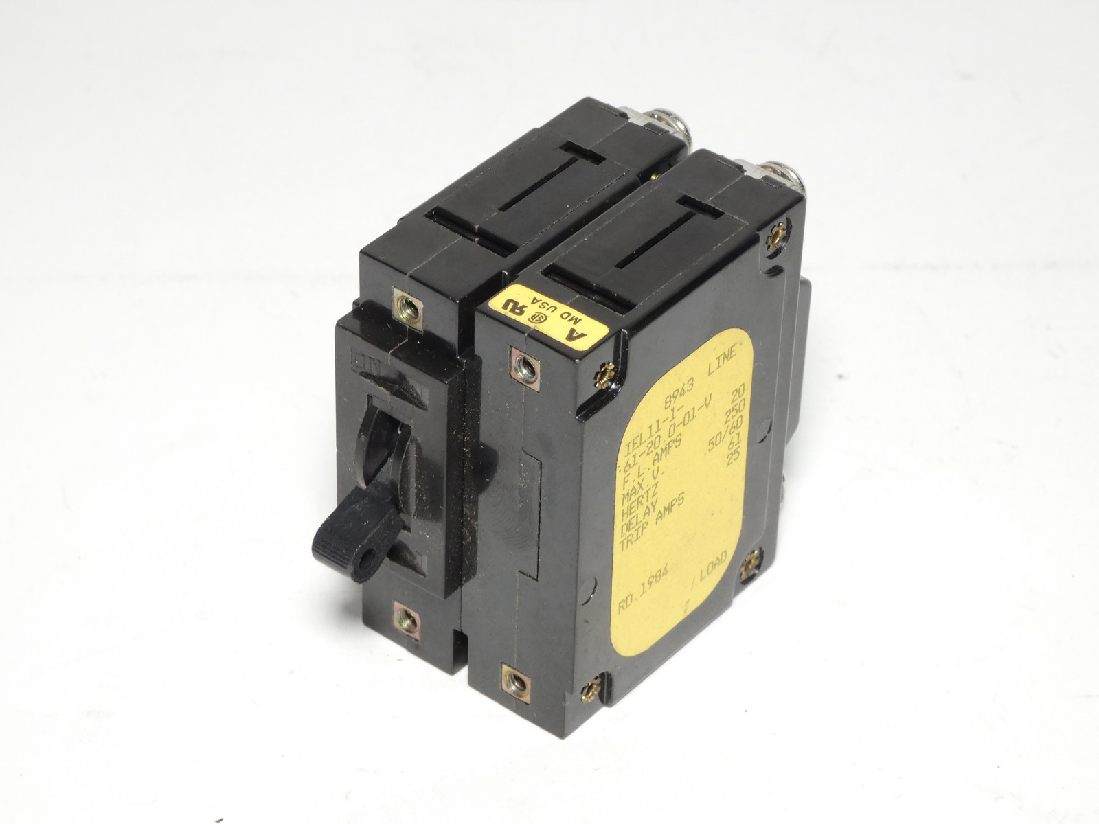 Airpax IEL11-1-61-20.0-01-V Circuit Breaker 2P 20A 250V