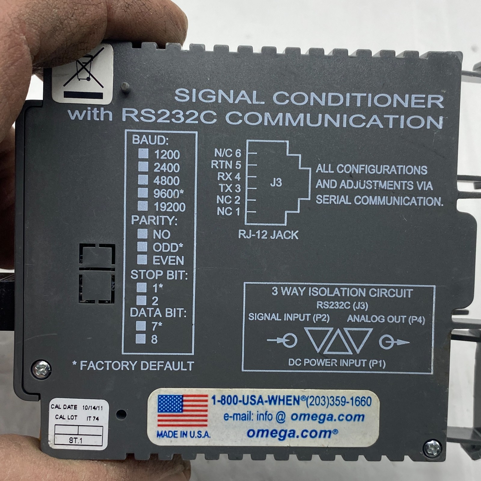 OMEGA ENGINEERING iDRN-TC SIGNAL CONDITIONER W/ RS232C COMMUNICATION 10-32VDC