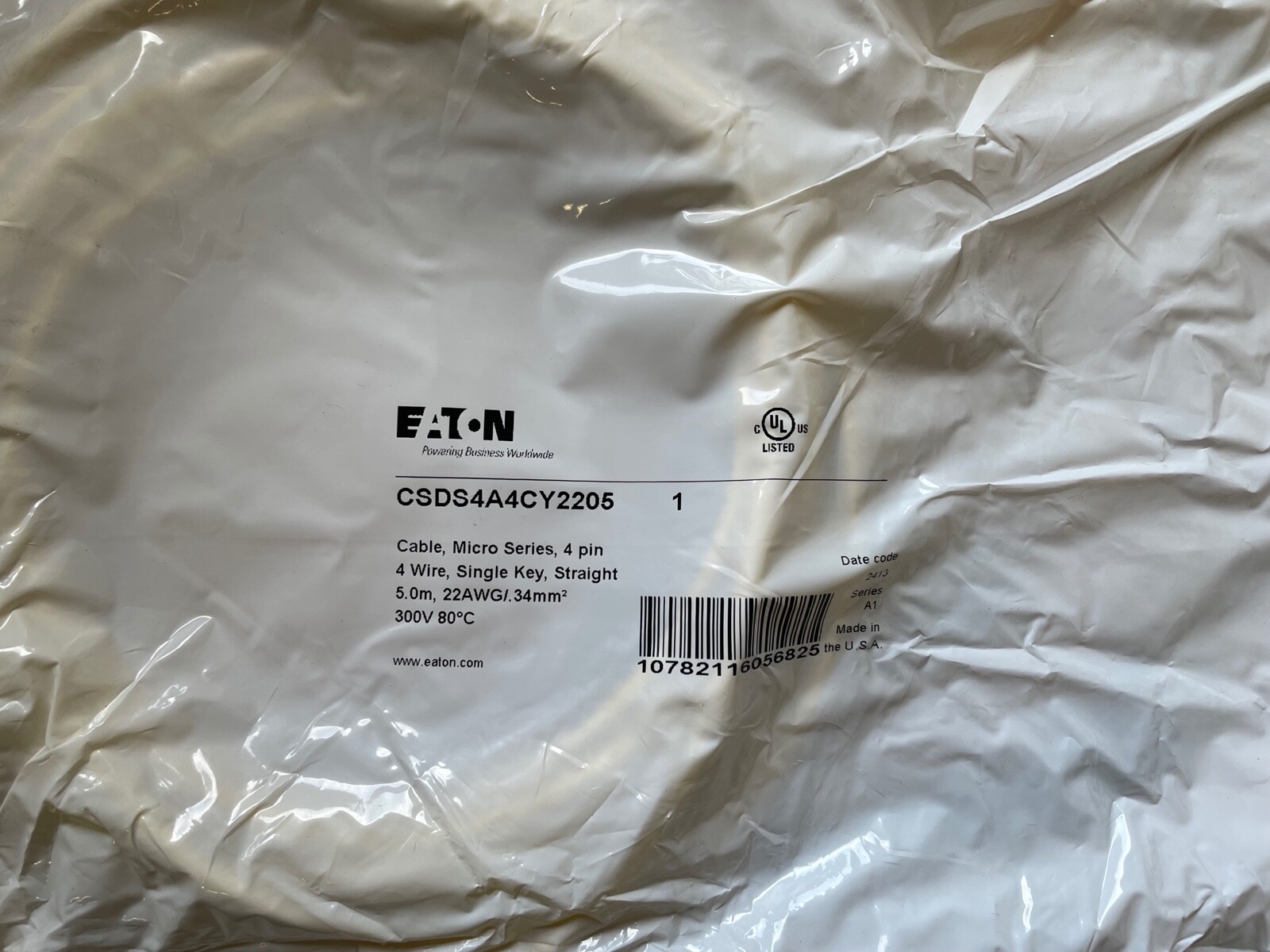 Eaton CSDS4A4CY2205 Cable Micro Series 4 Pin 4 Wire Single Key – FREE SHIPPING