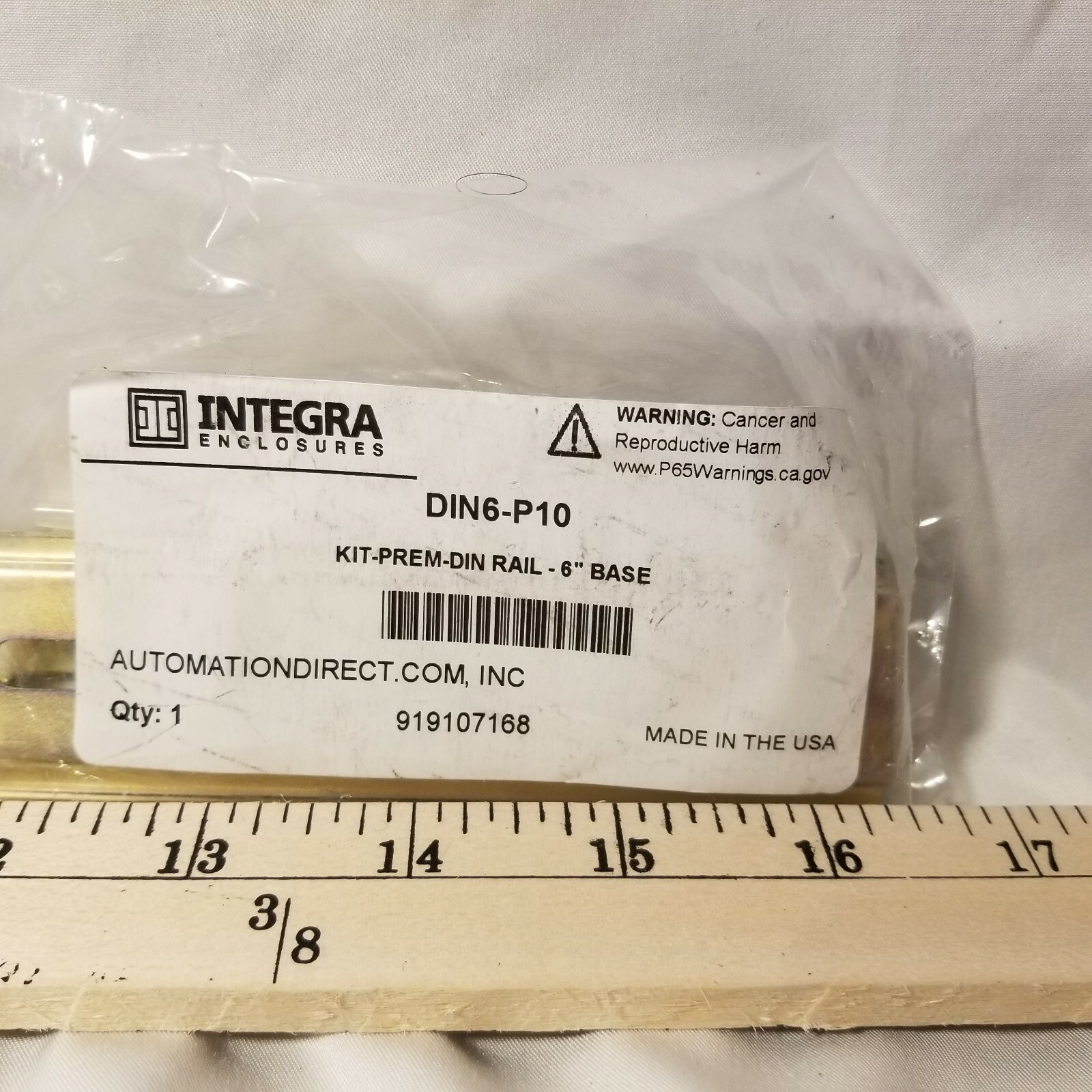 DIN6-P10 – ntegra DIN rail, slotted, 35mm, 7mm height, 4.9in length,