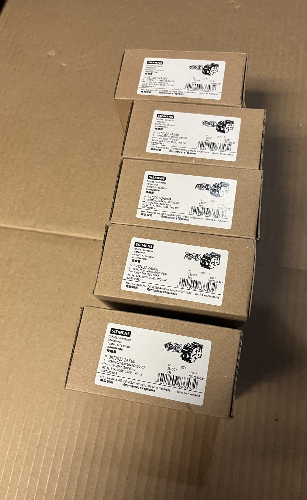 5 x SIEMENS SIRIUS 3RT2027-2AK60 CONTACTOR MODULE new in box