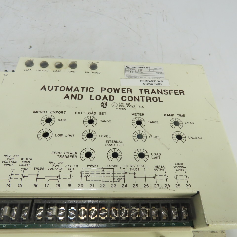 Woodward 9905-007 Rev T Automatic Power Transfer And Load Control