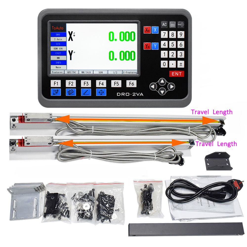 2 /3 Axis LCD DRO + Linear Scales Digital Readout Kit for Milling Lathe Machine
