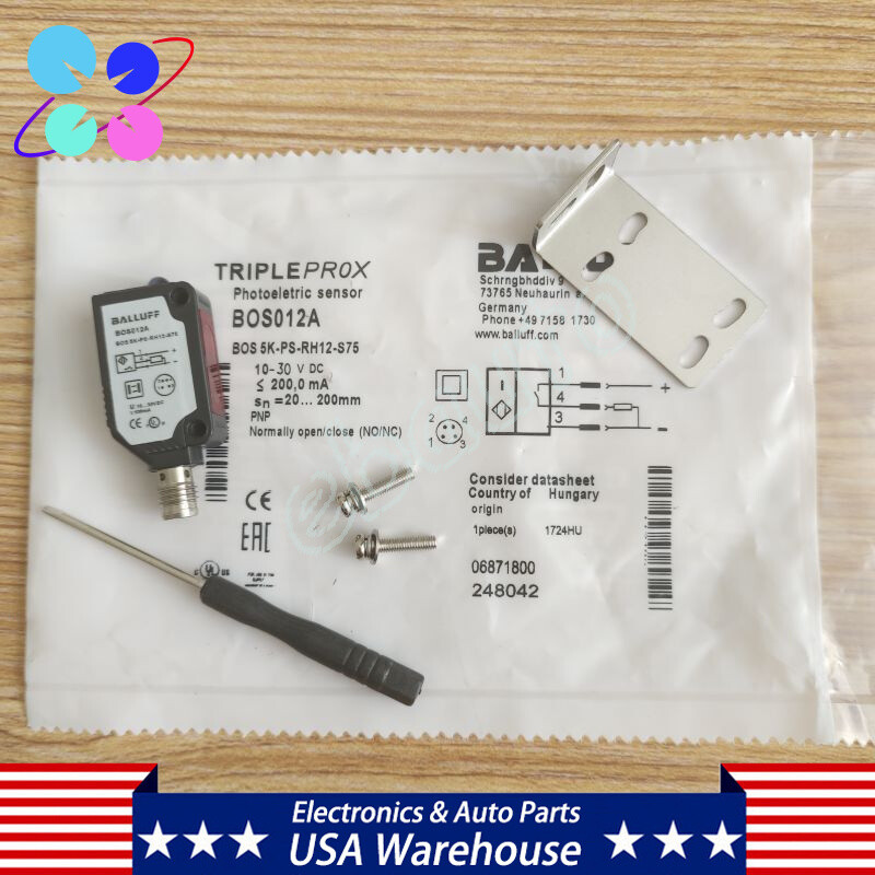 Photoelectric Sensor 10-30V PNP 20-200mm For BALLUFF BOS012A BOS 5K-PS-RH12-S75