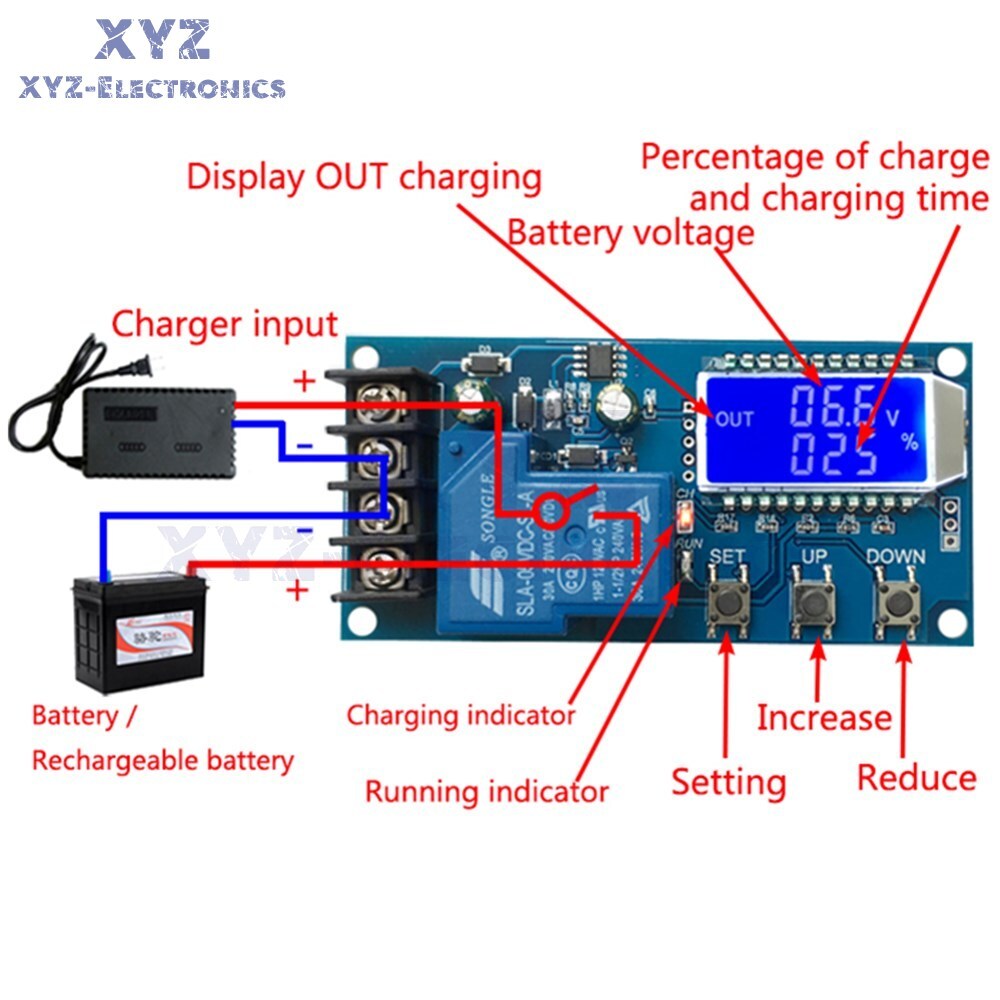 30A 6-60V Lithium Battery Charge NC Control Module Protection Board LCD Display