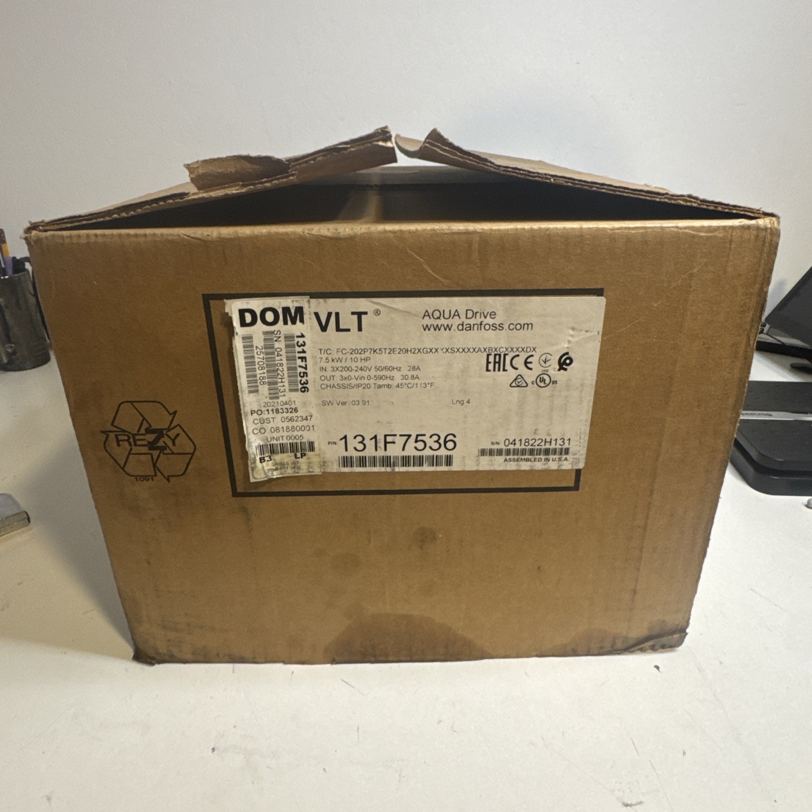 DANFOSS VLT AWUA DRIVE 132F7536 FC-202P7K5T2E20H2XGXXXXSXXXXAXBXCXXXXDX
