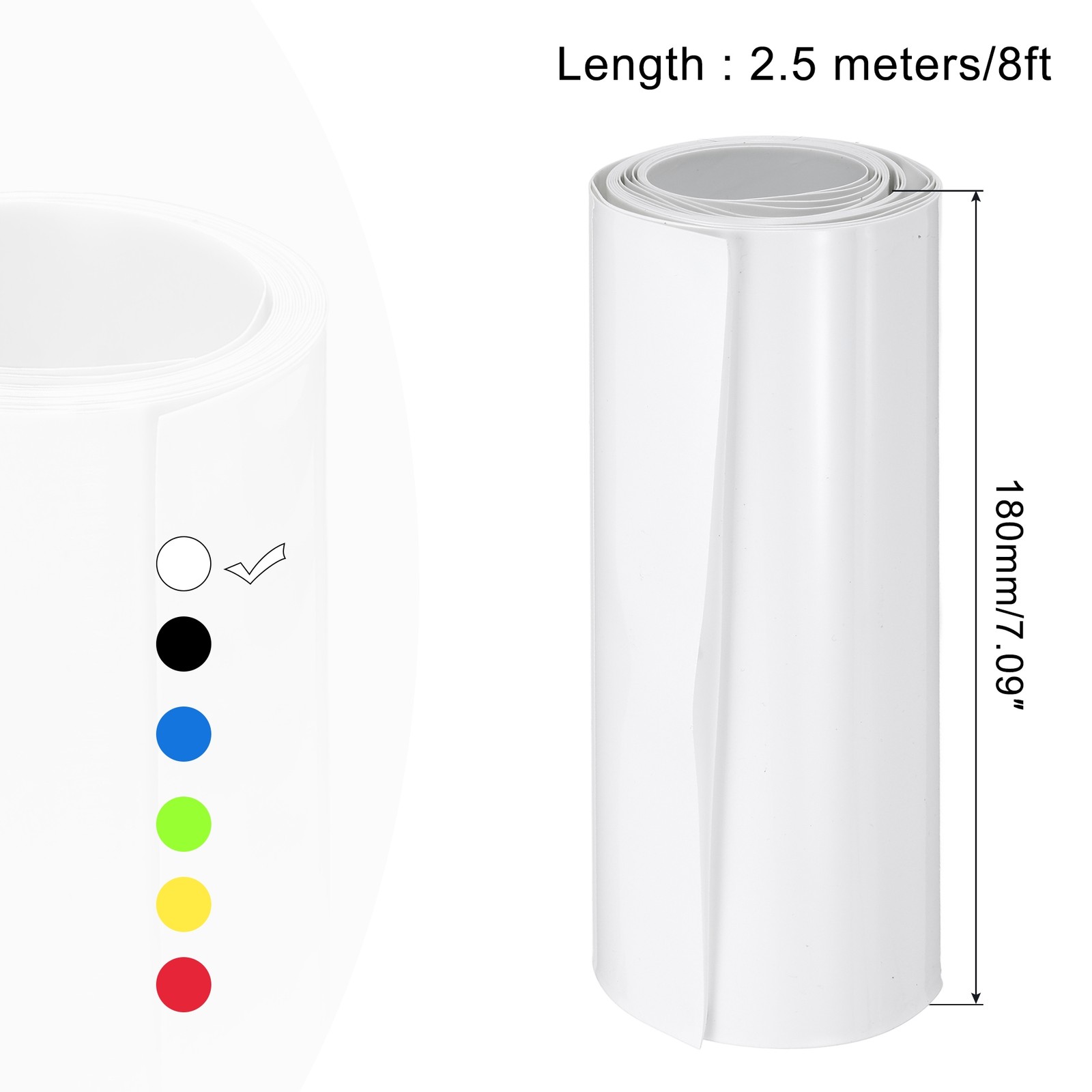 Battery Wrap Heat Shrink Tubing 115mm Dia 180mm Flat 8 Feet, White