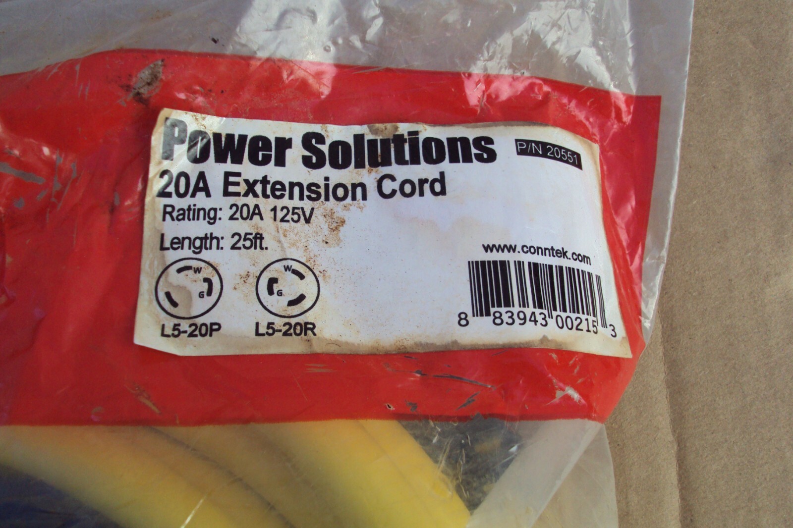 Conntek ISI Power Solutions Extension Cord 20A 125V 25 Foot with L5-20P, L5-20R