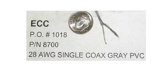 Miniature Coax Cable 28 AWG with Stranded Center Conductor PVC Gray NEW 10Feet