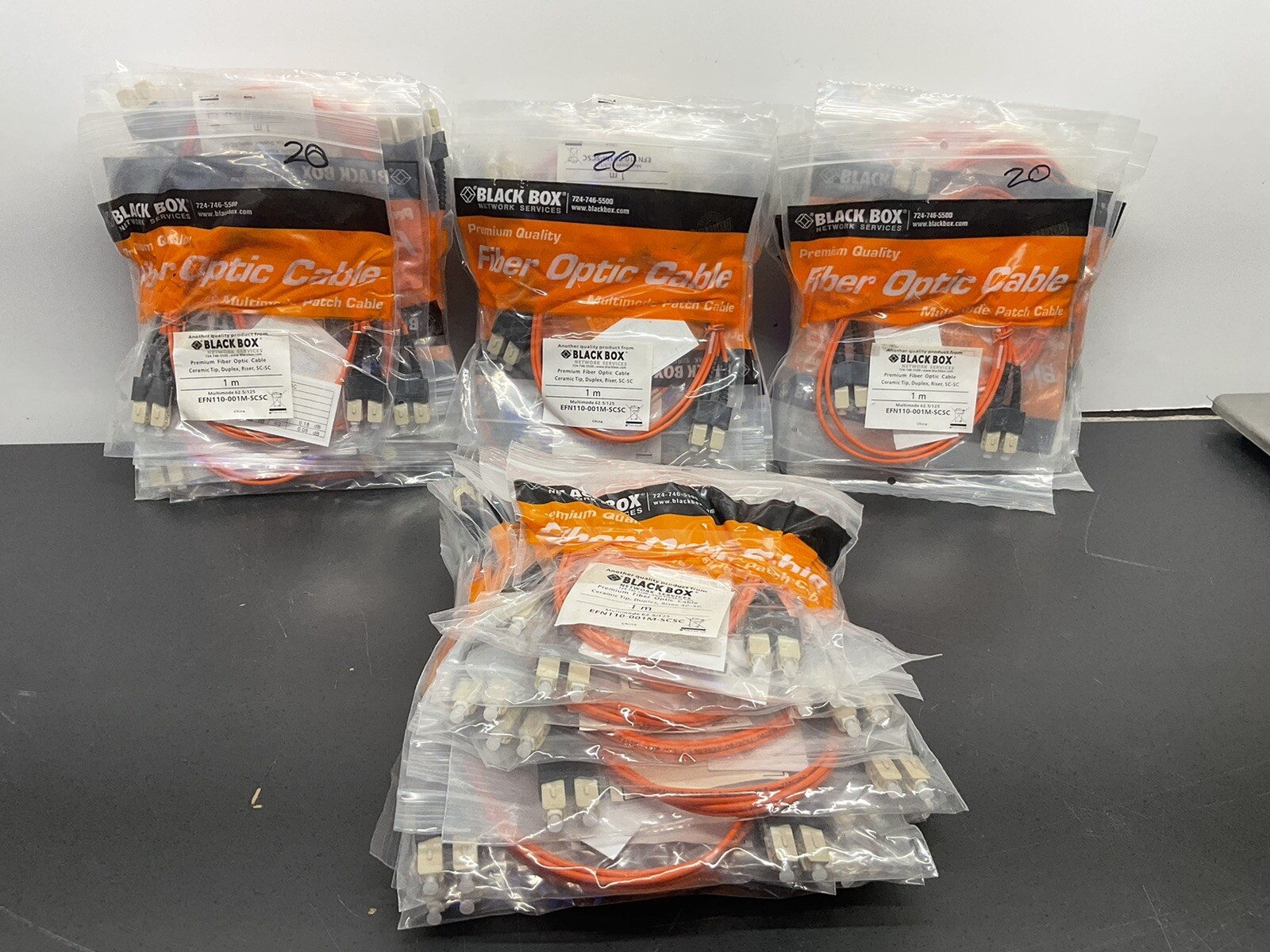 (LOT OF 20) Black Box EFN110-001M-SCSC Fiber Optic Cable 1m. F-15