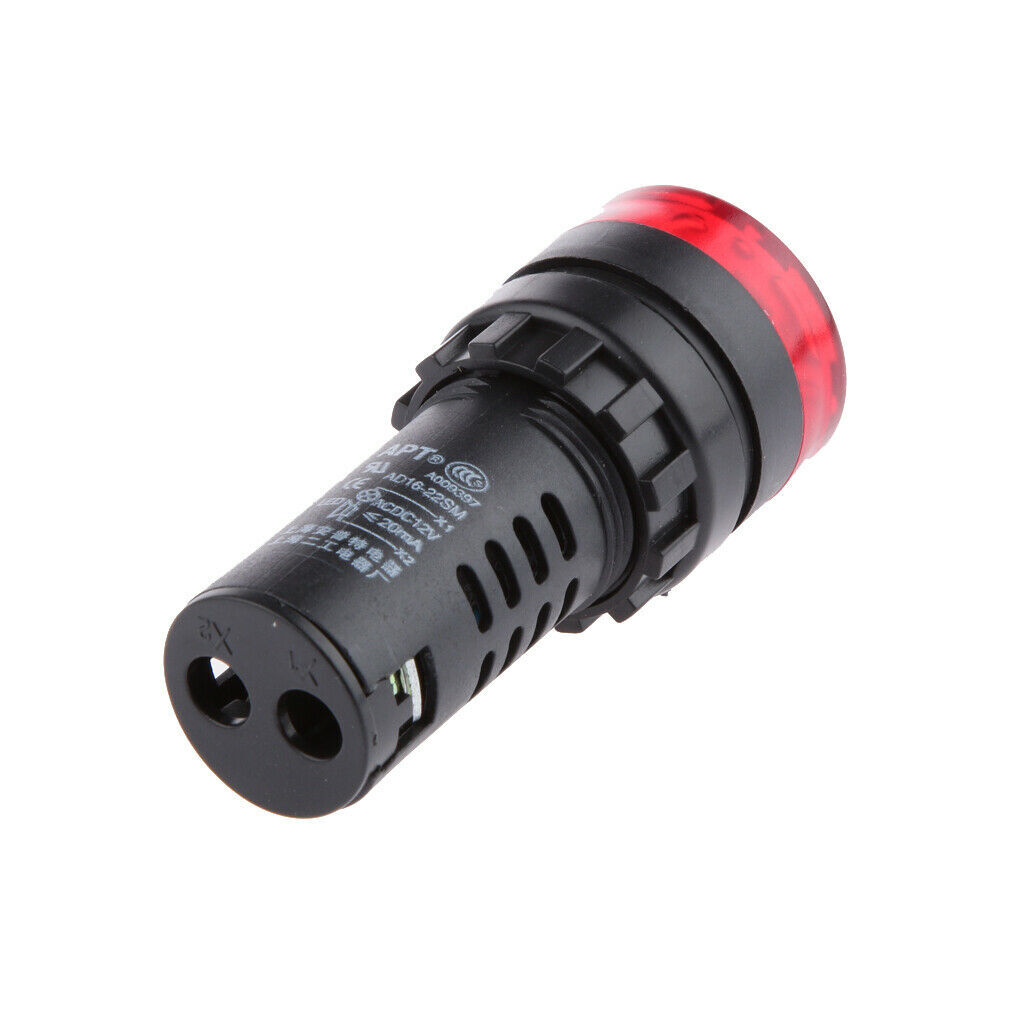 2 Pack DC 12V Red LED Buzzer Alarm Signal Indicator Flash Light Panel Mount c