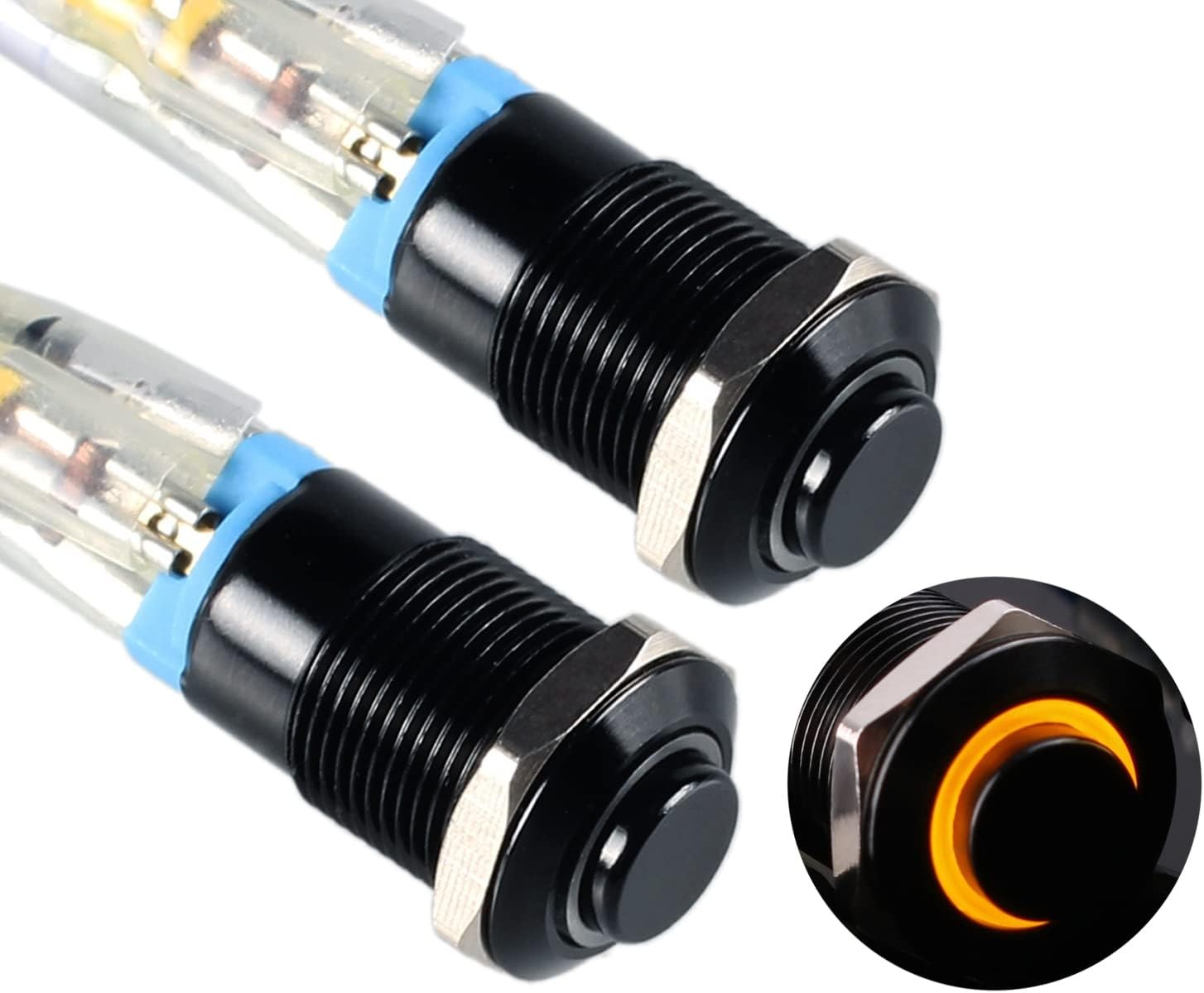 Title2pcs 12mm Micro Metal Latching Push Button Switch, Raised Head, Waterproof