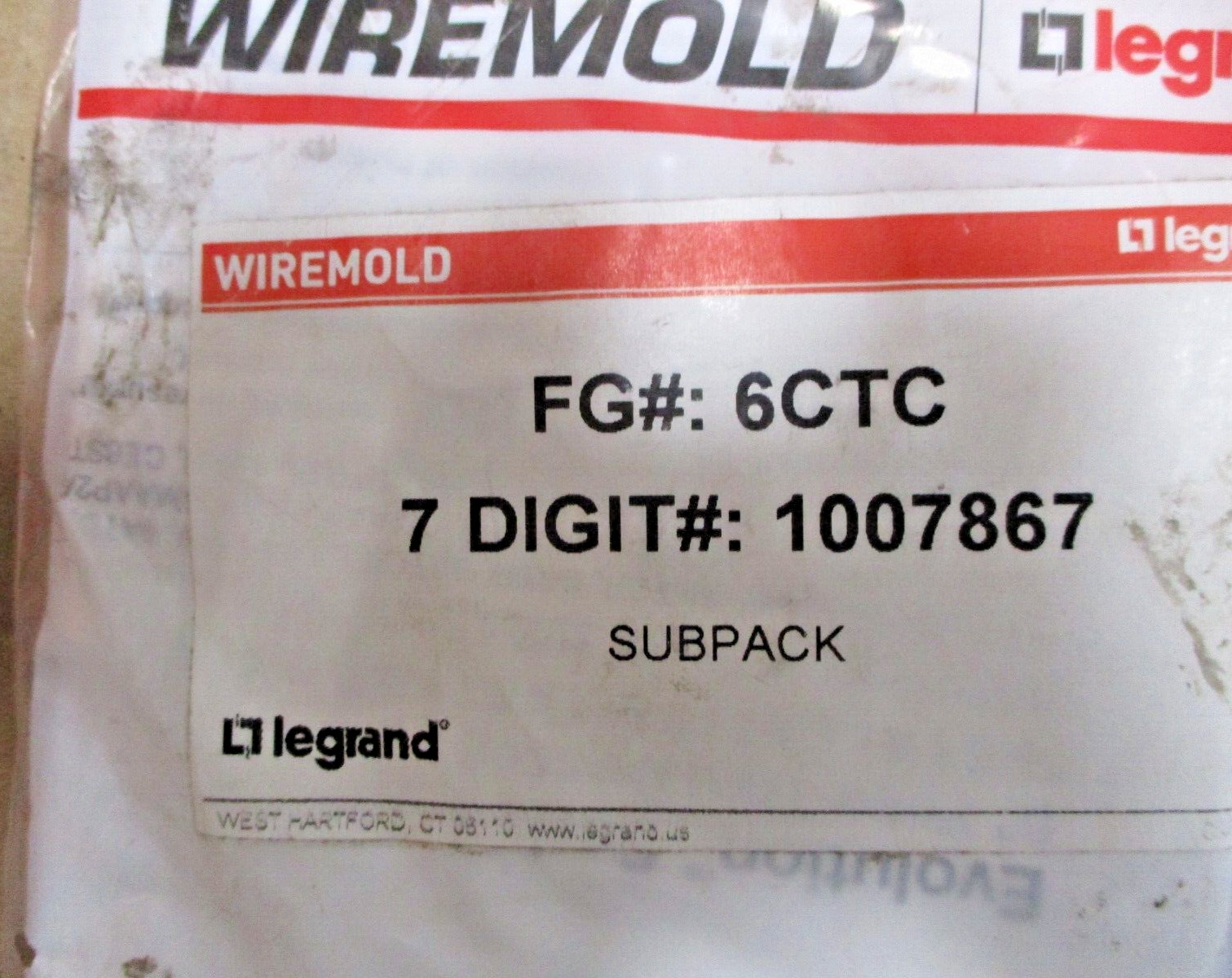 Legrand Wire Mold Subpacks 6ATCFF 6ATCP 6CTC Sold as Lot of 4 Bags A8030ISU