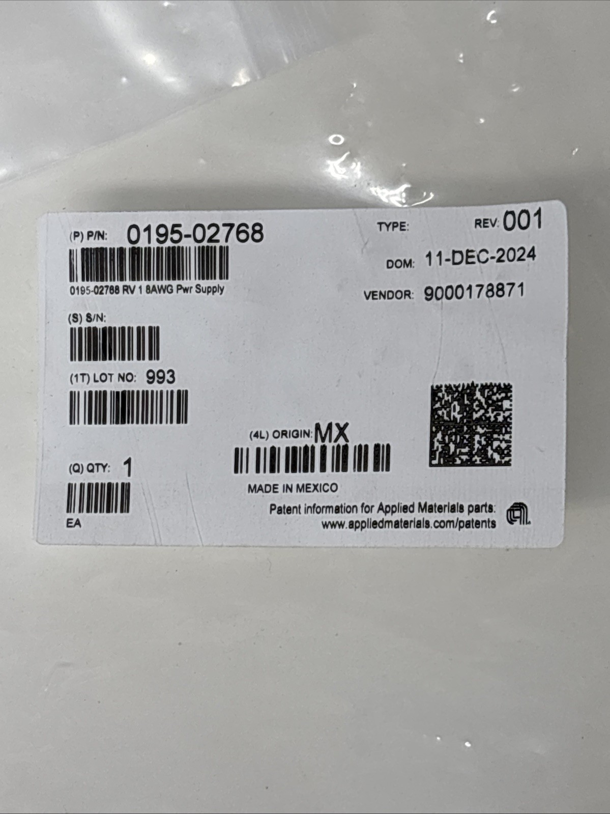 APPLIED MATERIALS 0195-02768 300MM RF Generator Power Supply Cable AMAT