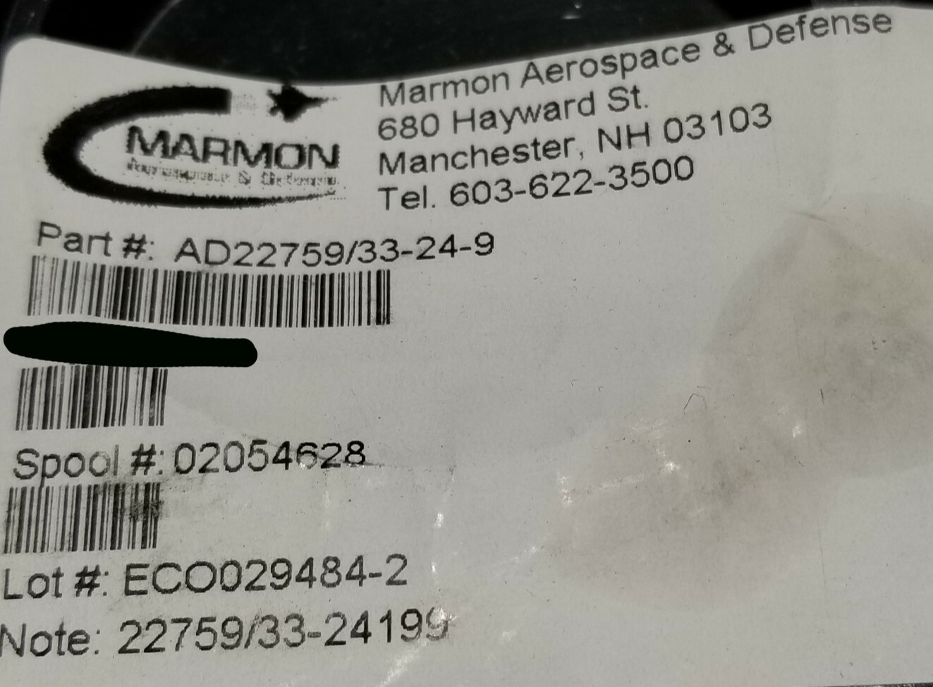 NEW Marmon Aerospace & Defense M22759/33-24-9 #24awg XL-ETFE Milspec Wire White
