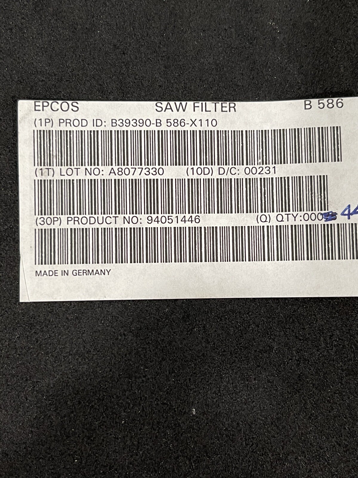 B39390-B586X110 SAW FILTER EPCOS/SEIMENS (LOT OF 1)