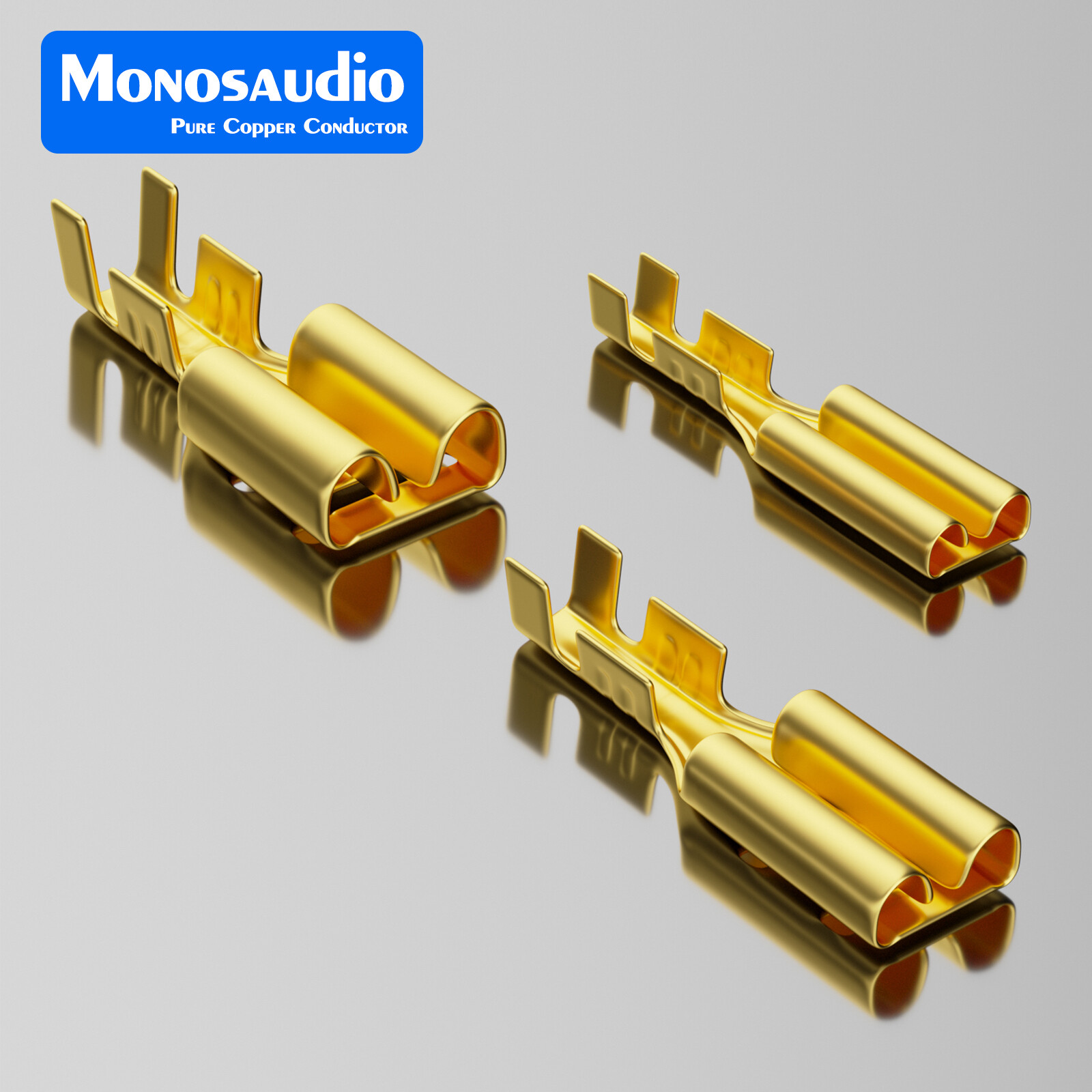 WC63 Series 6.3mm Solderless Terminals 8-Layer Gold/Rhodium Plated 6PCS/Pack
