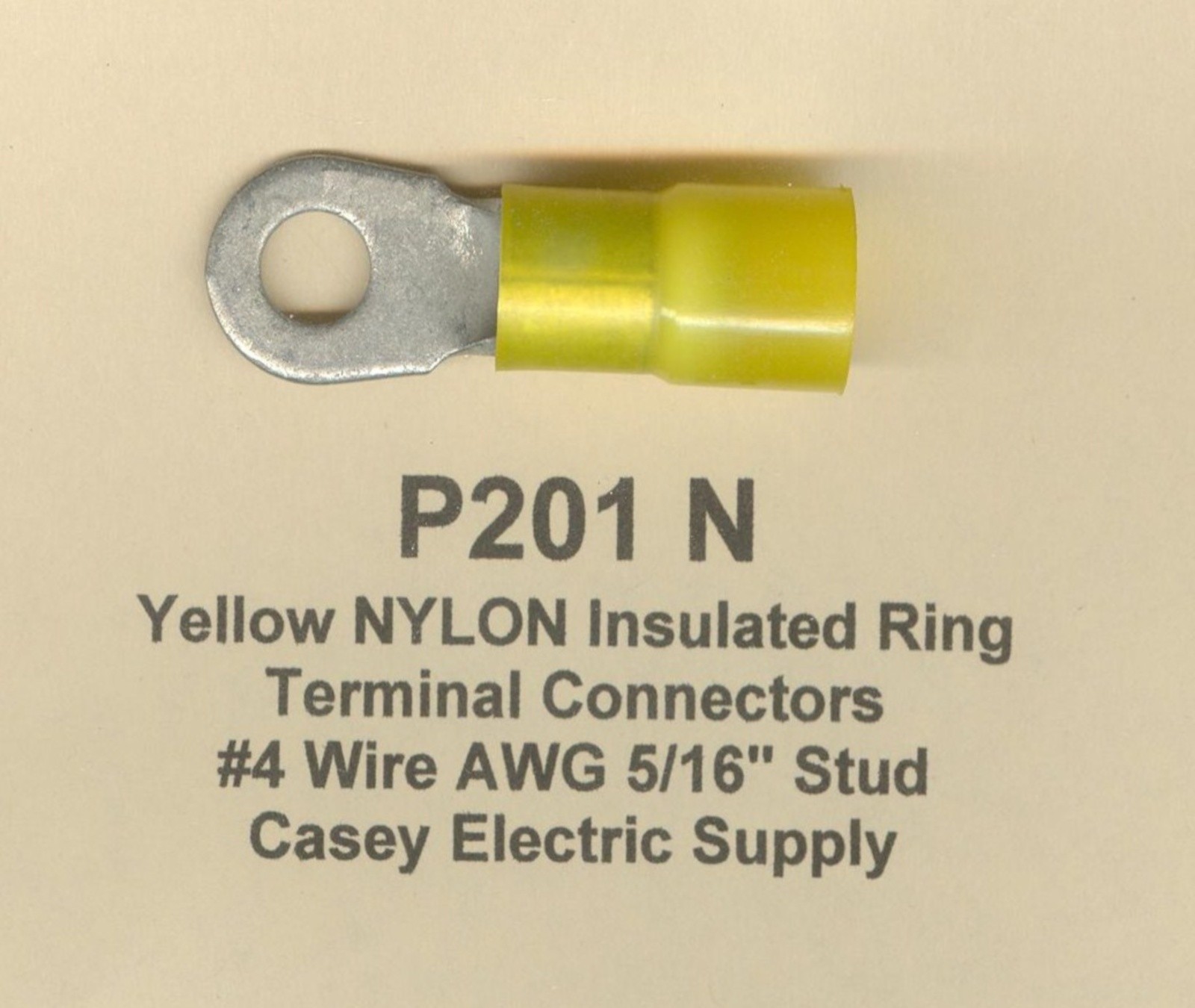 10 Yellow NYLON Insulated Ring Terminal Connector #4 Wire AWG 5/16″ Stud MOLEX