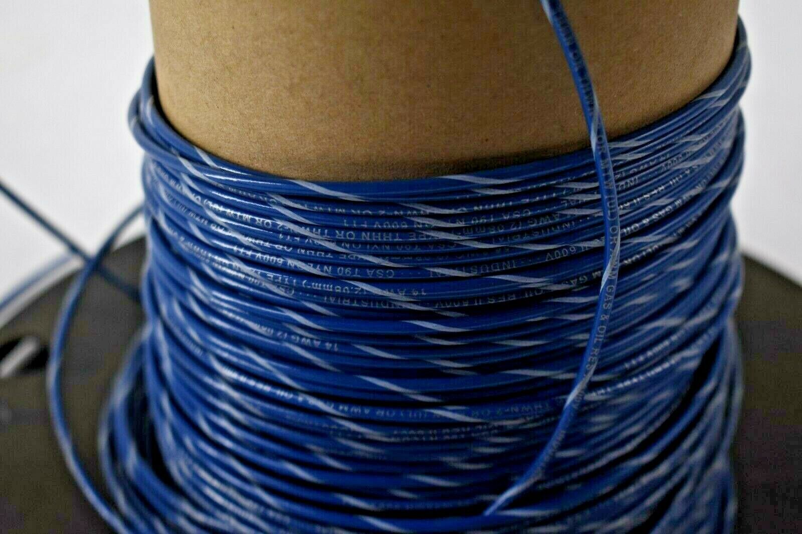 Blue Striped Industrial CSA T90 Nylon 600V 14 AWG Gauge THHN THWN-2 Wire 135′