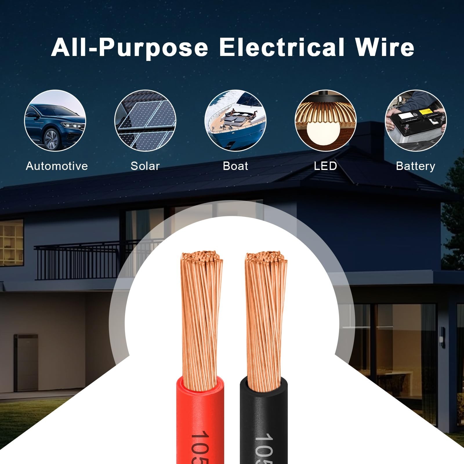 8 Gauge Pure Copper Wire,30FT OFC Copper Wires,8AWG Battery Cable Red & Black…