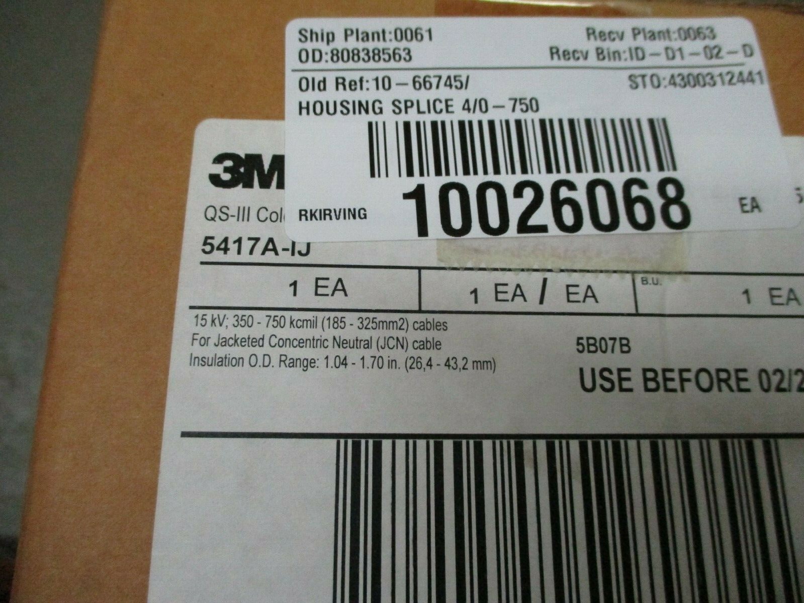 3M COLD SHRINK INTEGRATED SPLICE KIT QS-III 5417A-IJ NOS FREE SHIPPING