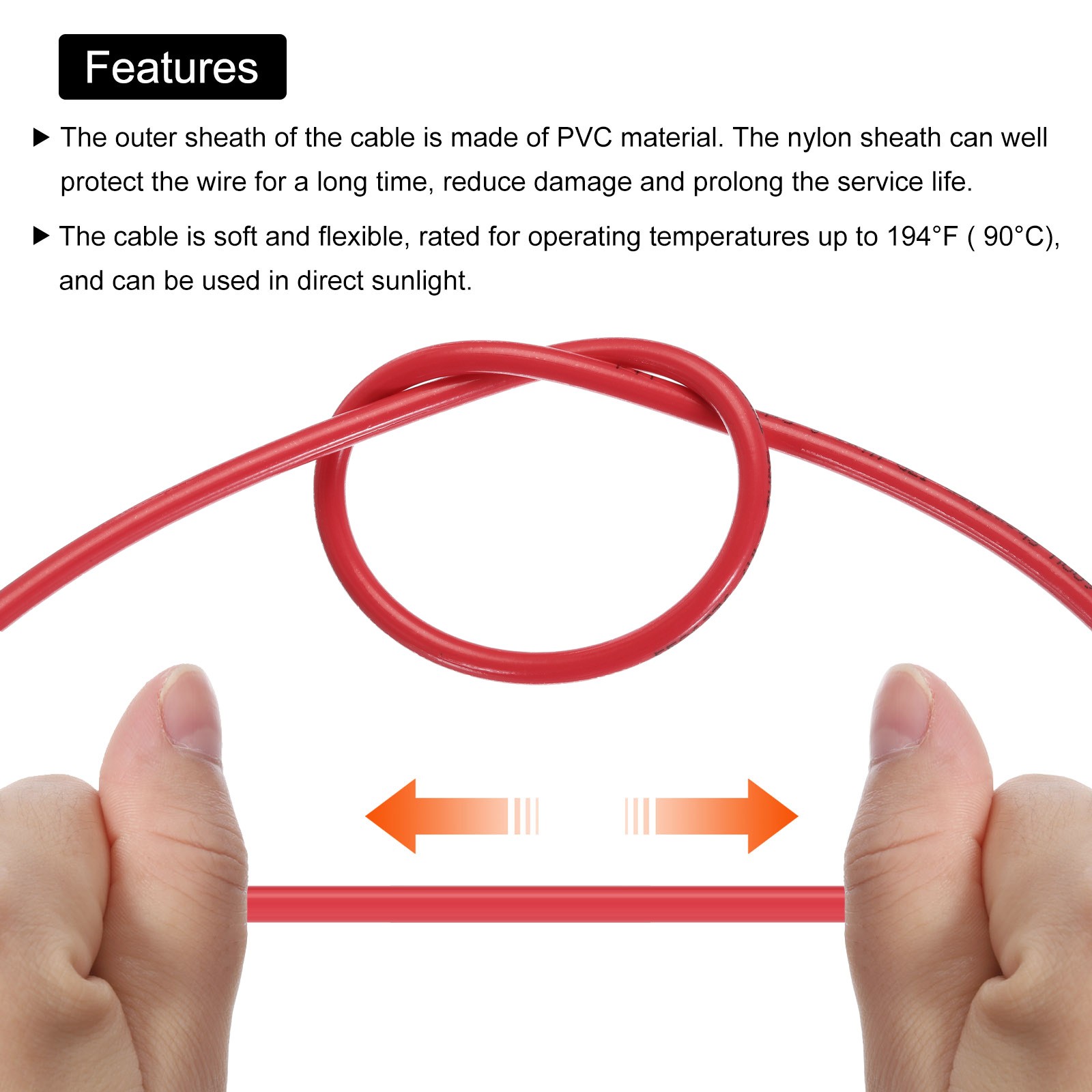 50 Feet 10 AWG Gauge THHN Stranded Red Copper Building Wire 600V