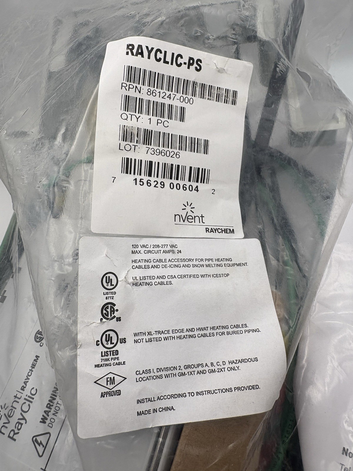 NVENT THERMAL 861247-000 RayClic-PS Powered Connection Kit NEW RAYCHEM