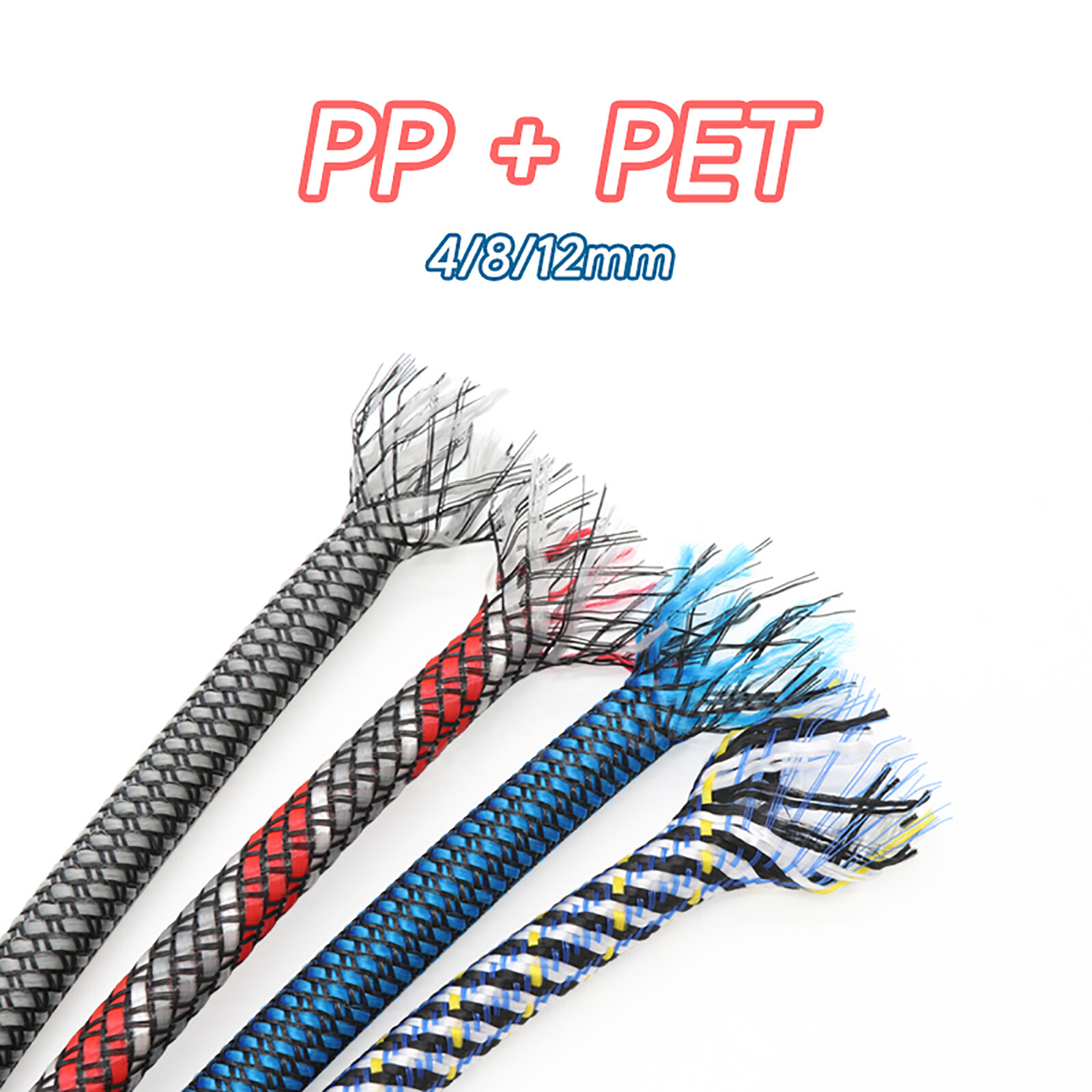 PP/PET Expandable Wire Cable Sleeving Sheathing Braided Loom Tubing 4/8/12mm