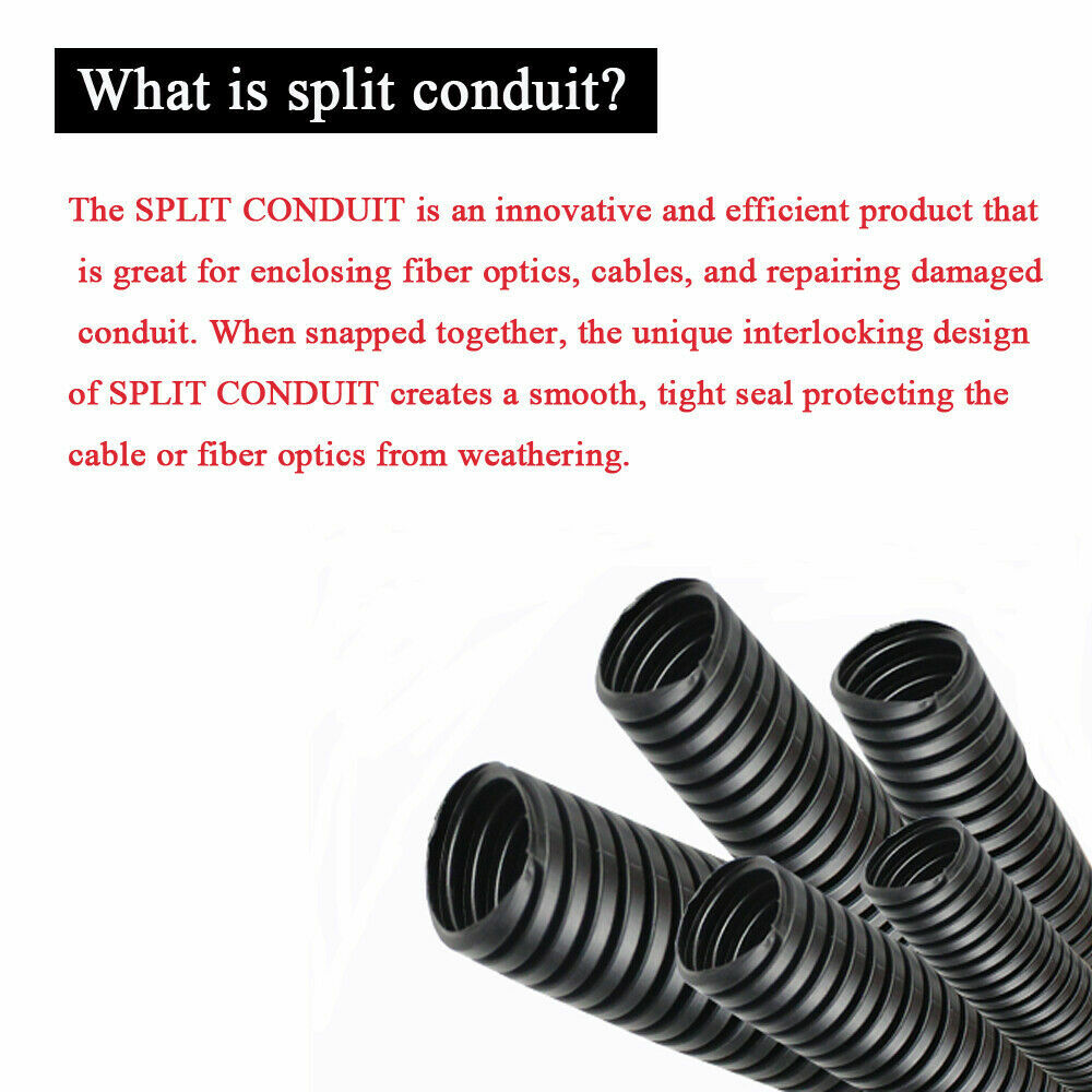 Corrugated Conduit Cable Sleeve Split Wiring Loom Insulation Flex Tubes Wrap Lot