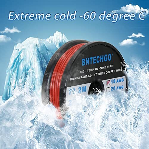 BNTECHGO 18 Gauge Silicone Wire Spool 250 ft Red Flexible 18 AWG Stranded Tin…