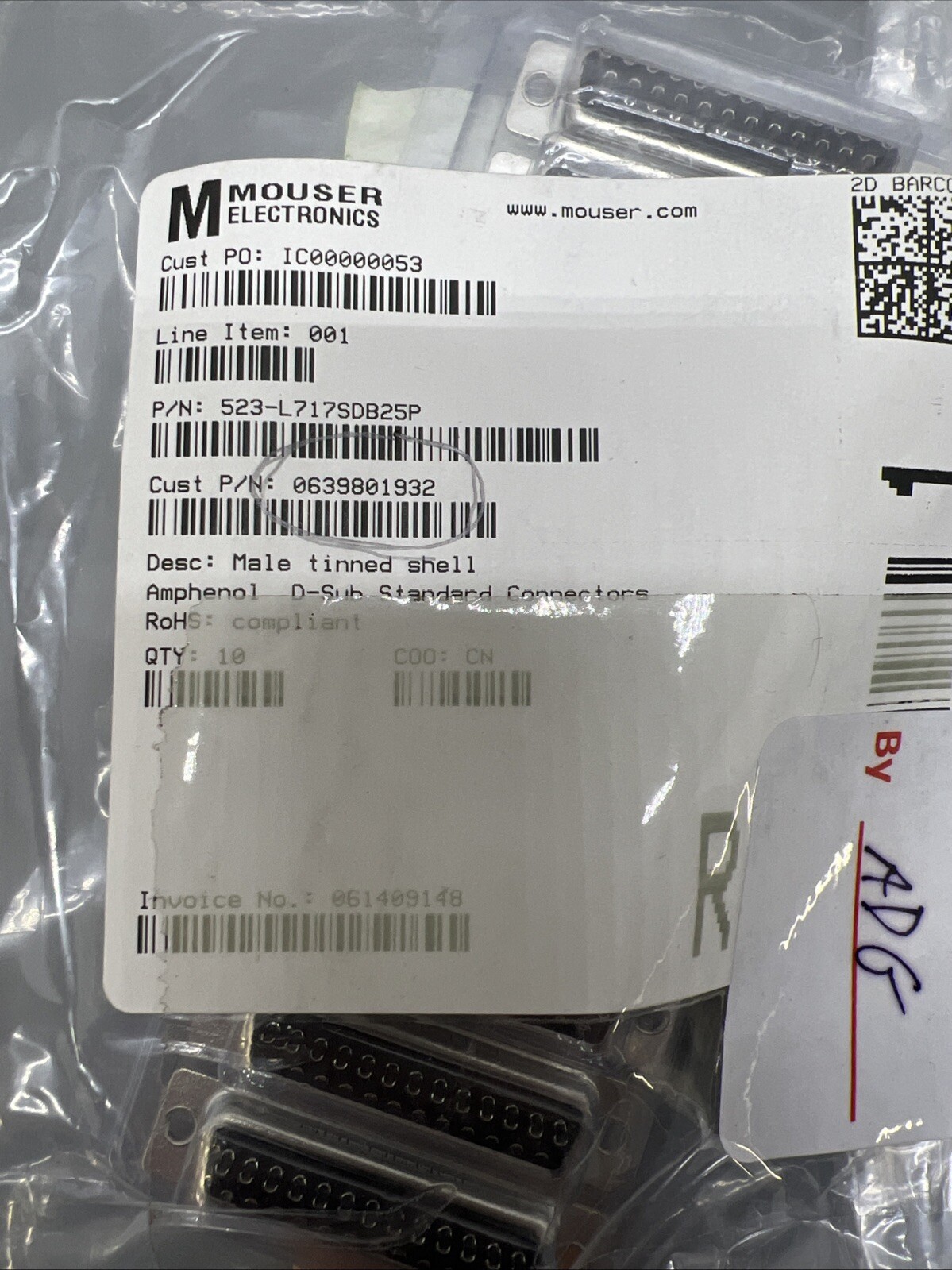 AMPHENOL L717SDB25P Male Tinned Shell D-sub standard connectors (BRAND NEW)